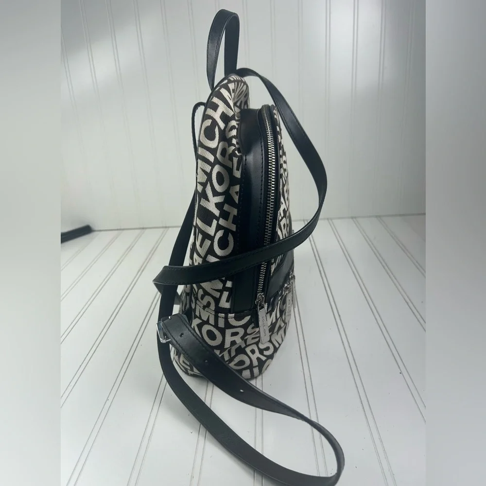 Michael Kors Kenly Large Backpack 35S0SY9B7J Black Multi White Logo NWT - Picture 3 of 10